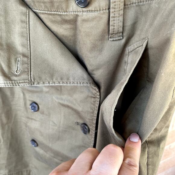 Ann Taylor Olive Trench Coat Style A-Line Mini Skirt Twill Buttons Womens 2 - Picture 6 of 9